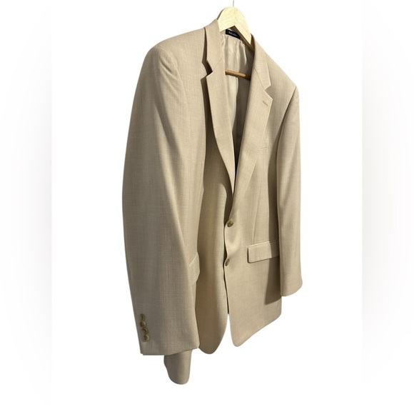 Chaps Mens 2 Button Blazer Sportcoat Sz 42L Cream Linen Style Career Preppy - Picture 2 of 11
